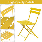 Ensemble bistro pliant 3 pièces en métal, ensemble de conversation intérieur/extérieur résistant aux intempéries pour patio, cour, jardin
