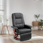 Fauteuil de relaxation pivotant en cuir réglable avec repose-pieds et accoudoirs