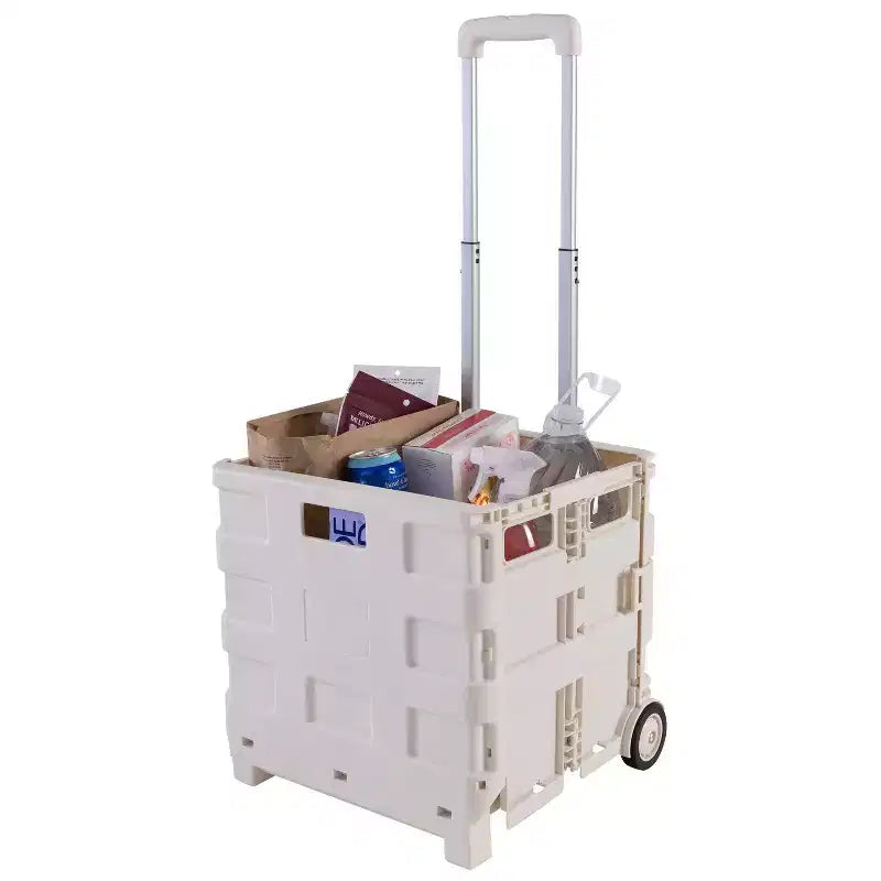 Simplify Chariot de course pliable Kennedy International blanc : Chariot de courses et utilitaire pliable avec roulettes