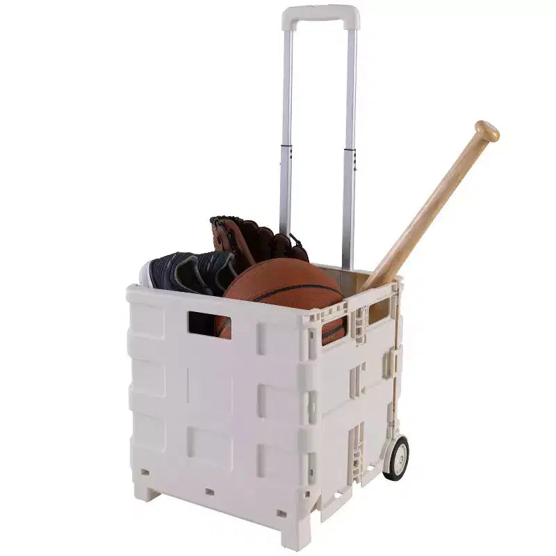 Simplify Chariot de course pliable Kennedy International blanc : Chariot de courses et utilitaire pliable avec roulettes