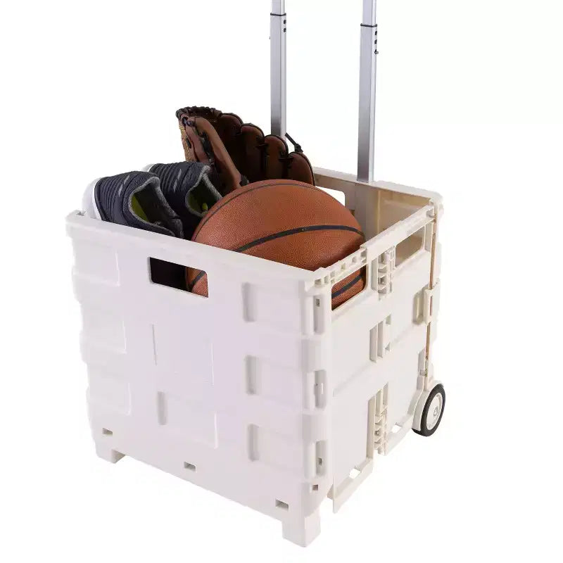 Simplify Chariot de course pliable Kennedy International blanc : Chariot de courses et utilitaire pliable avec roulettes
