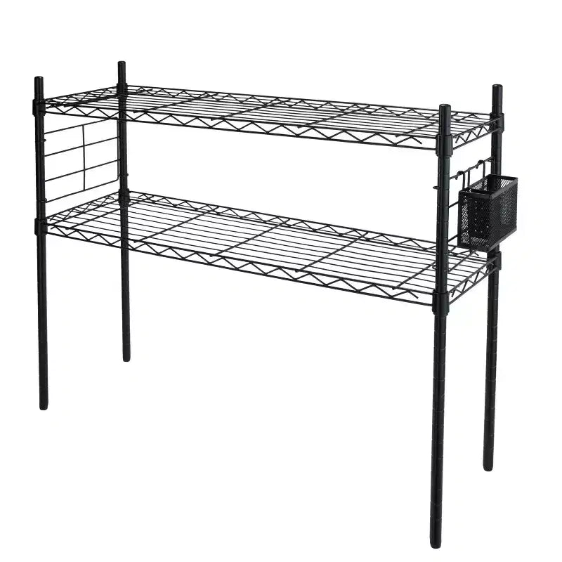 Organize It All Steel Etagere Adjustable Shelf Black: 2-Shelf Vertical Bookshelf, Small Steel Frame, 28" Height, 36" Width