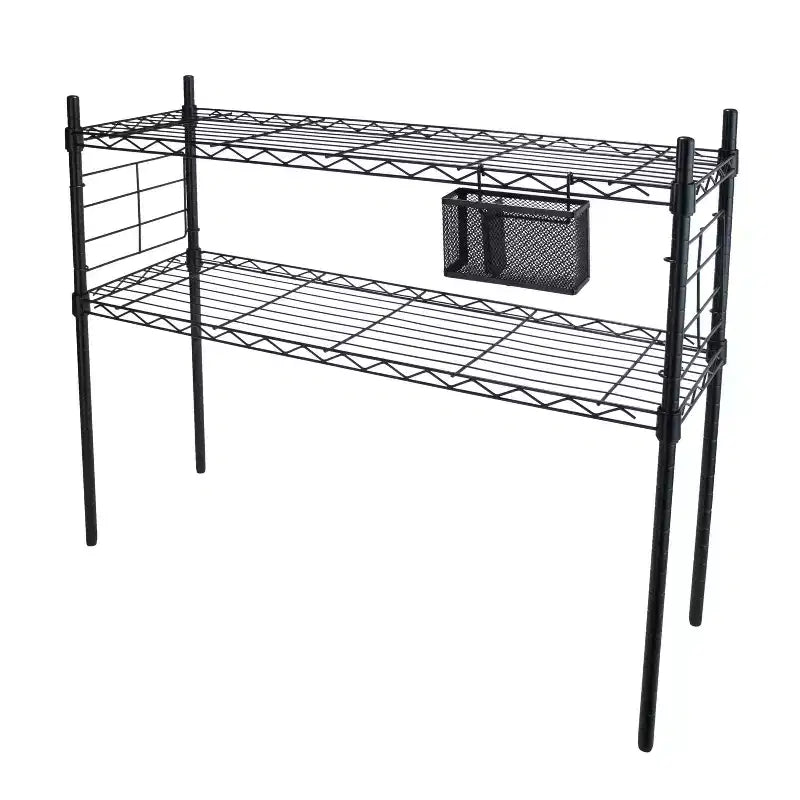 Organize It All Étagère en acier à tablettes ajustables noire : Bibliothèque verticale à 2 tablettes, petit cadre en acier, 28 po de hauteur, 36 po de largeur