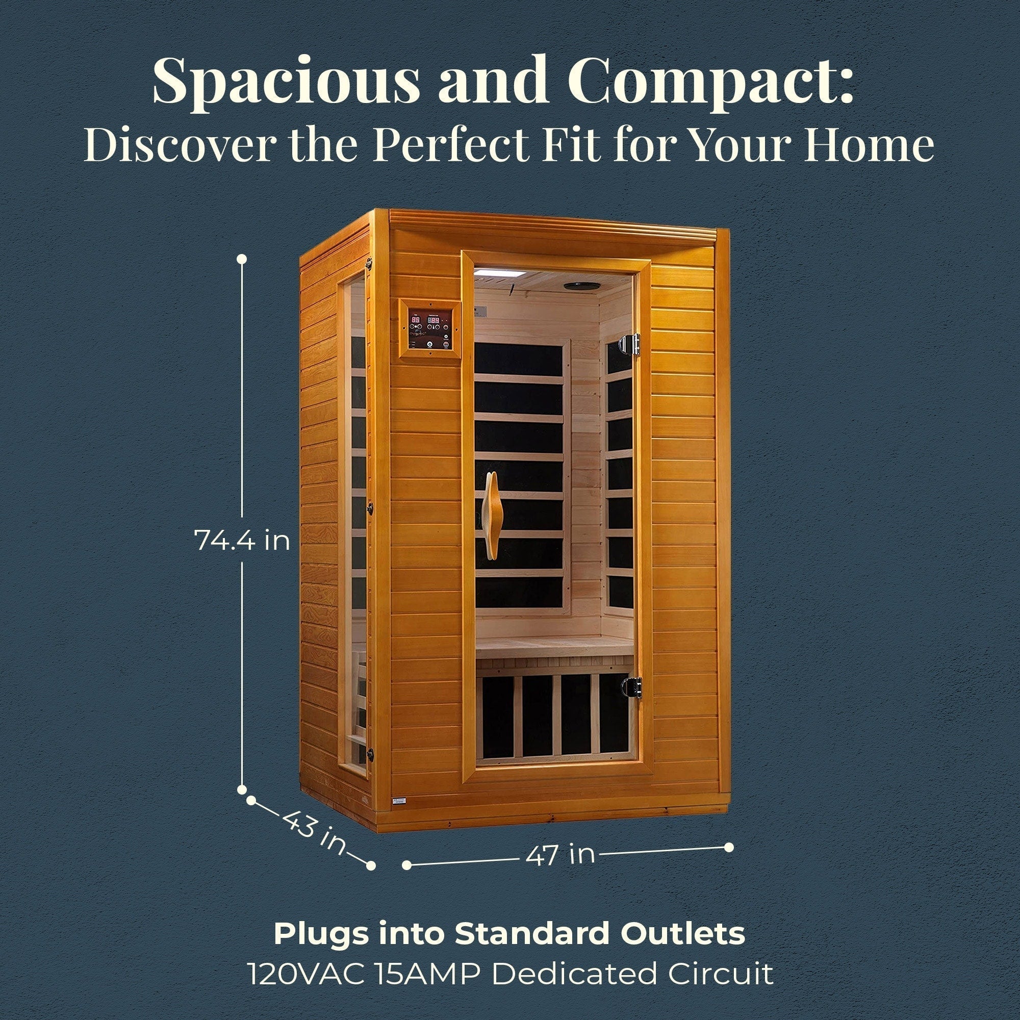 Sauna infrarouge lointain à faible champ électromagnétique Dynamic Saunas Andora 2 personnes, bois de pruche du Canada