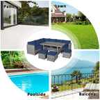 Costway 7 pièces Salon de Jardin en Rotin Canapé Modulable Repose-Pieds - Voir Détails