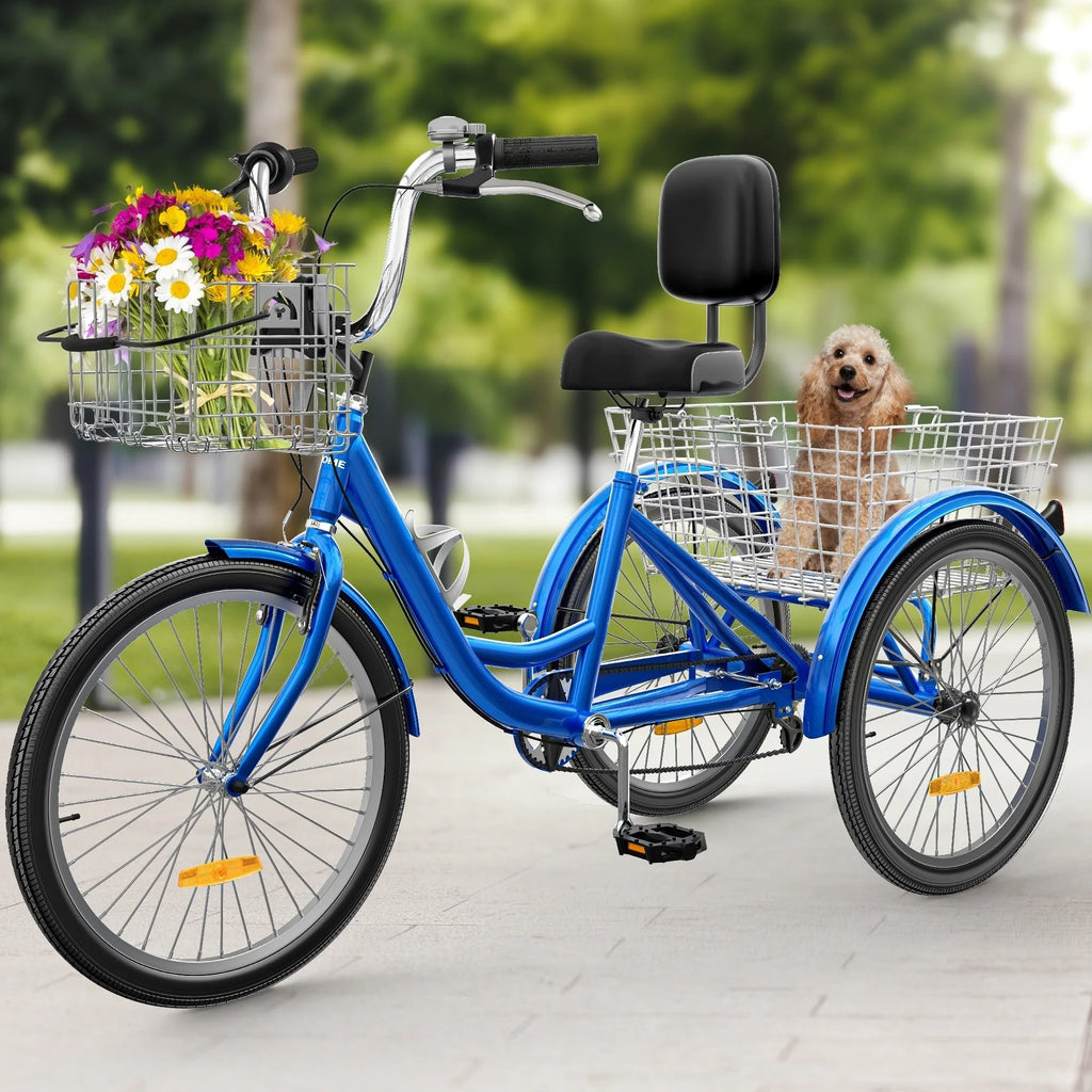 26 Tricycle Adulte 3 Roues 7 Vitesses Vélo Tricycle