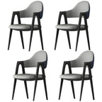 Chaise de salle à manger en cuir moderne avec dossier incurvé et ouvert