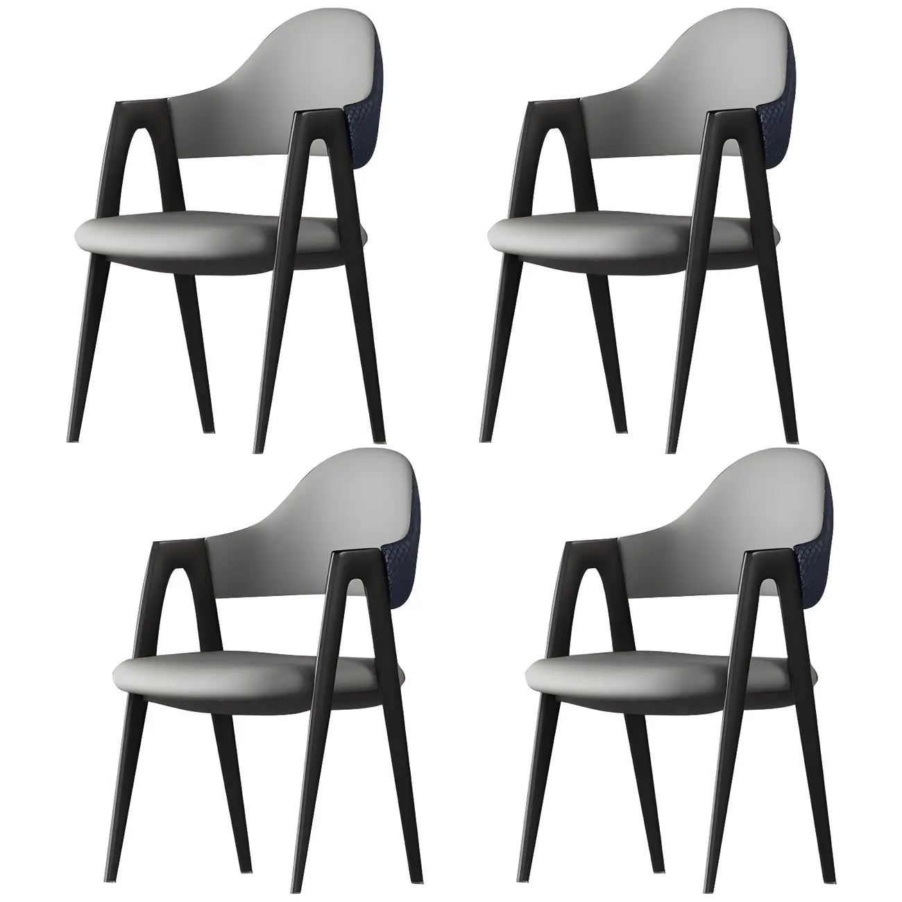 Chaise de salle à manger en cuir moderne avec dossier incurvé et ouvert