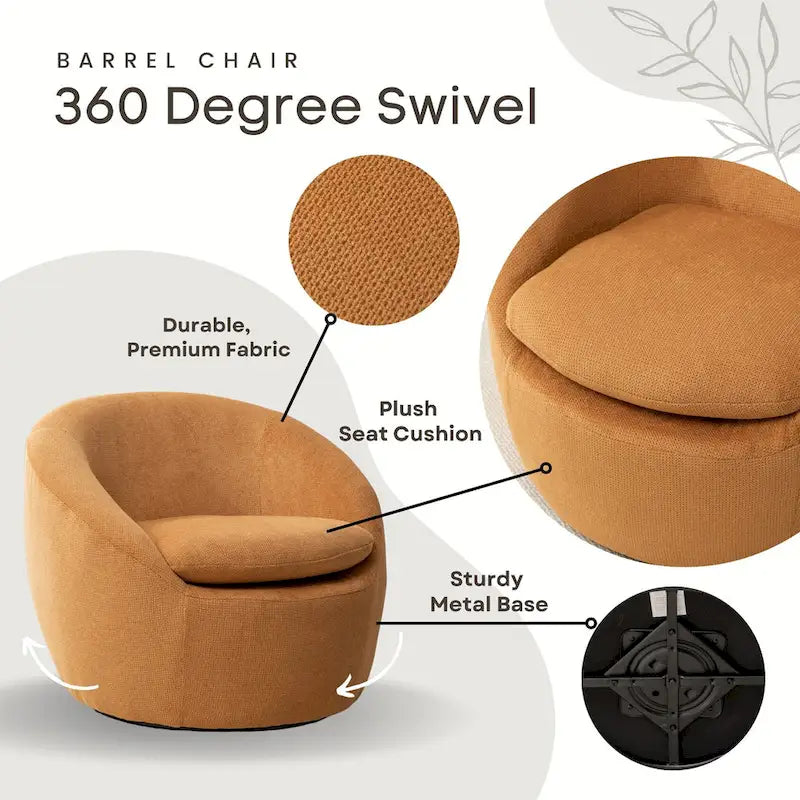 Fauteuil pivotant - Rotation à 360° - Tissu bouclé