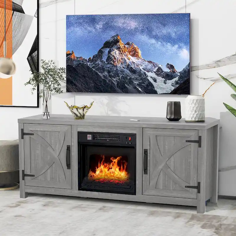 Meuble console de 147 cm avec foyer électrique pour téléviseurs jusqu'à 65 pouces