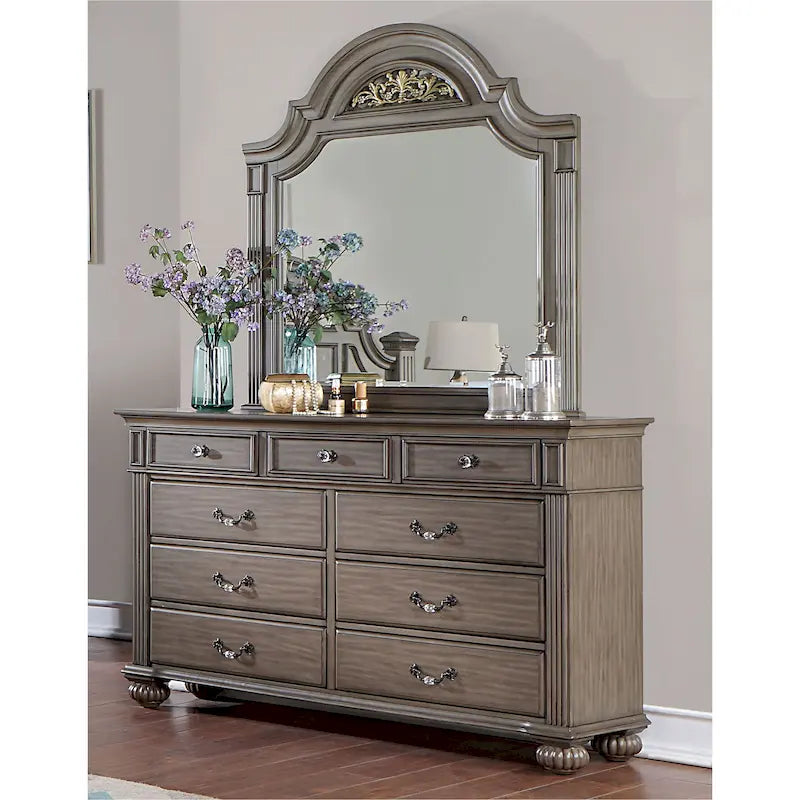 Commode et miroir traditionnels 2 pièces à 9 tiroirs Vame par Furniture of America