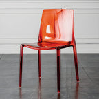 Chaise de salle à manger en acrylique ambré sans accoudoirs et à dossier bas