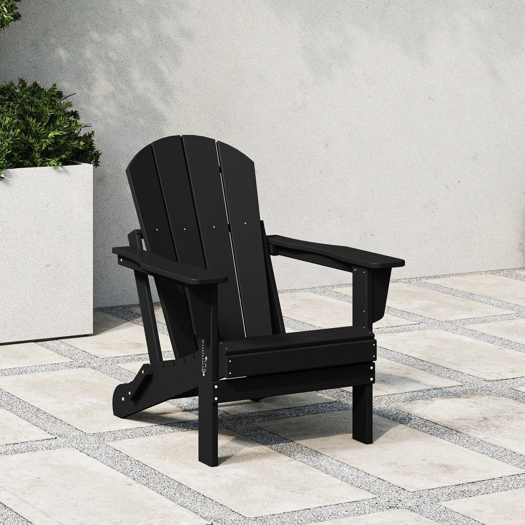 Chaise Adirondack pliante de patio d'extérieur tout temps résistante à la décoloration Polytrends Laguna