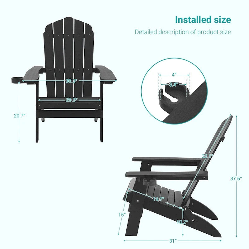 Lot de 2 chaises Adirondack pliantes Bonosuki pour patio et brasero