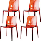 Chaise de salle à manger en acrylique ambré sans accoudoirs et à dossier bas