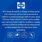 Matelas Sealy Butterfly en mousse antibactérienne à 2 étapes pour lit de bébé et tout-petit