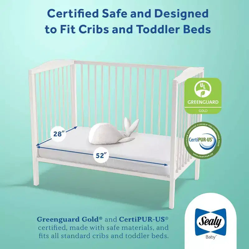 Matelas Sealy Butterfly en mousse antibactérienne à 2 étapes pour lit de bébé et tout-petit