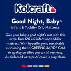 Matelas de berceau et pour tout-petit Kolcraft Good Night : hypoallergénique, housse imperméable, fermeté, épaisseur de 12,7 cm