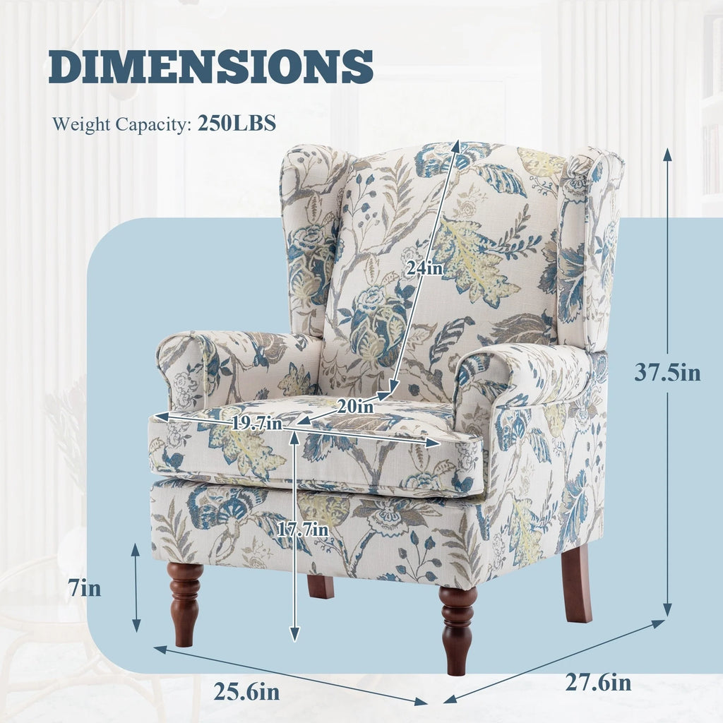 Fauteuil d'appoint moderne Erommy, fauteuil à dossier haut, canapé individuel en tissu capitonné avec pieds en bois pour salon