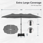 MAISON ARTS Parasol double de 4,5 m pour terrasse, grande taille, avec pied inclus