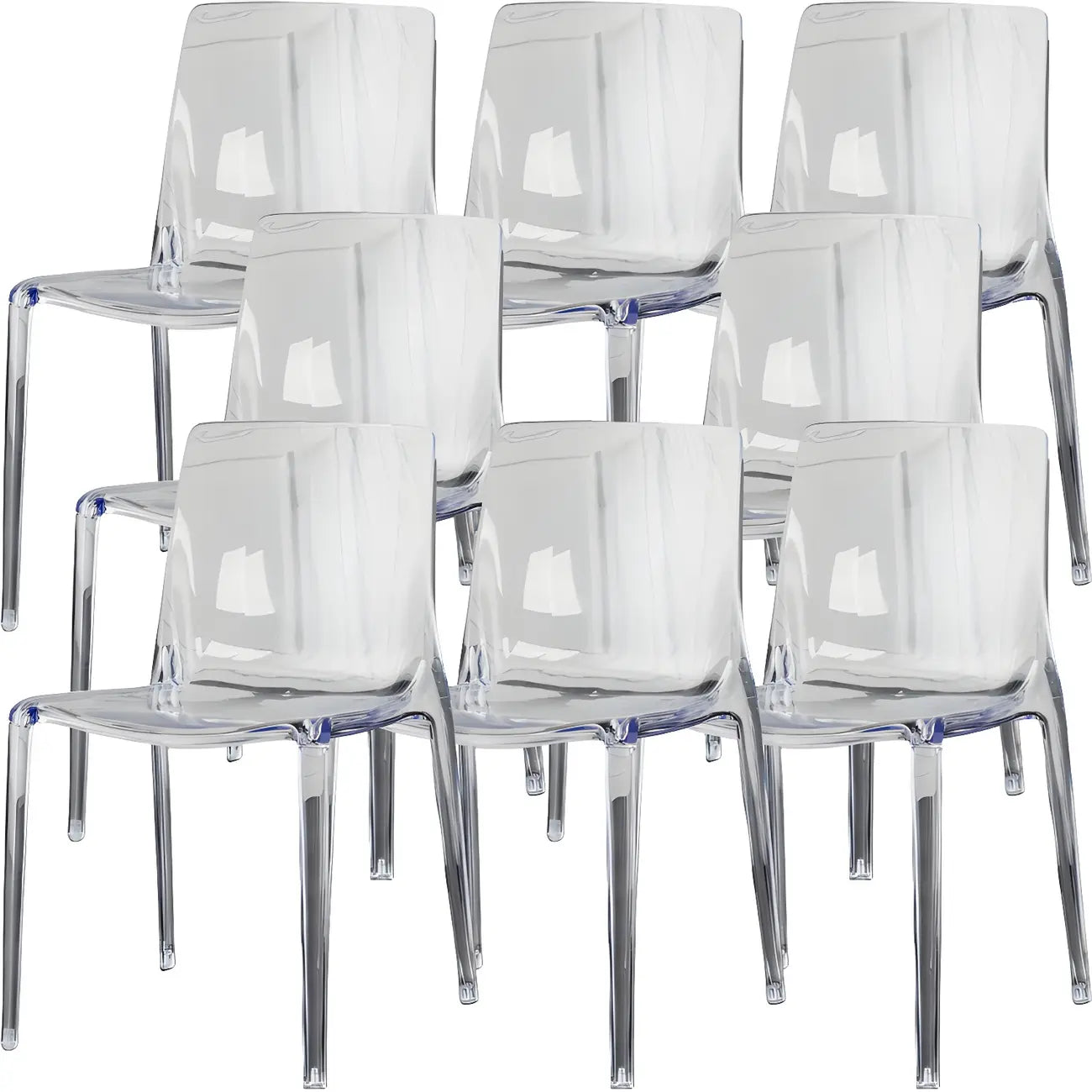 Chaise de salle à manger en acrylique ambré sans accoudoirs et à dossier bas