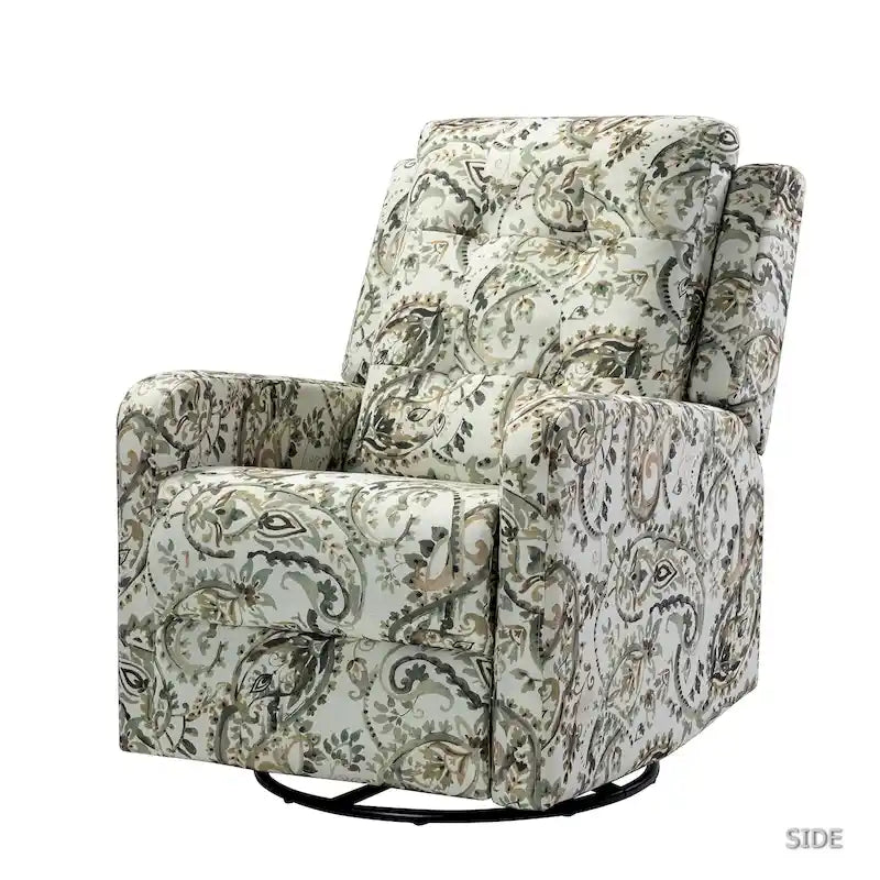 Fauteuil inclinable pivotant manuel Arlette contemporain à fleurs avec dossier capitonné