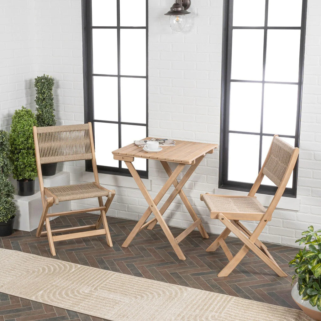 Ensemble de bistro d'extérieur pliant 3 pièces Cadiz Modern Coastal en bois d'acacia, par JONATHAN Y