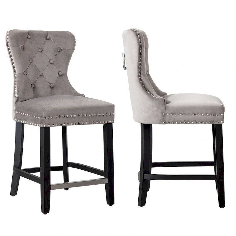 Tabouret de comptoir Carter 24 Wingback capitonné avec clous (lot de 2)