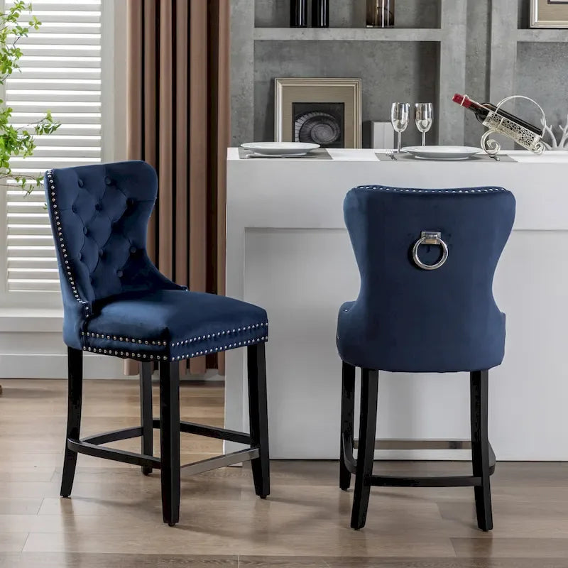 Tabouret de comptoir Carter 24 Wingback capitonné avec clous (lot de 2)
