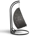 LeisureMod Fauteuil suspendu œuf 2 places avec support - Balançoire hamac de patio en rotin osier intérieur/extérieur avec coussins