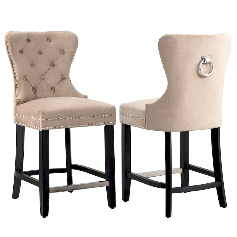 Tabouret de comptoir Carter 24 Wingback capitonné avec clous (lot de 2)