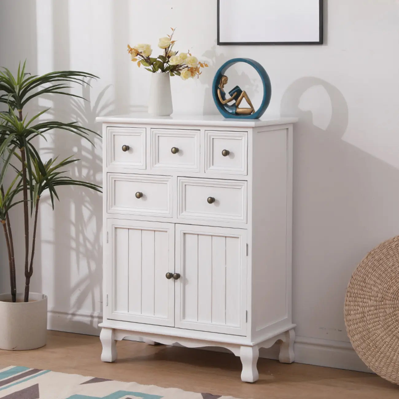 Meuble d'appoint rustique en bois marron pour le rangement du salon