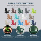 Chaise Adirondack pliante de patio d'extérieur tout temps résistante à la décoloration Polytrends Laguna