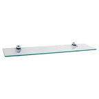24" x 6" Glass Floating Shelf with Brackets Clear/Silver - Danya B.: Wall Mounted, Tempered, Bathroom Compatible