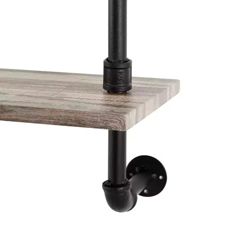 Danya B. Étagère murale 3 niveaux Aurora Pipe Noir/Rustique - Cadre industriel en fer, Surface stratifiée, Rangement domestique