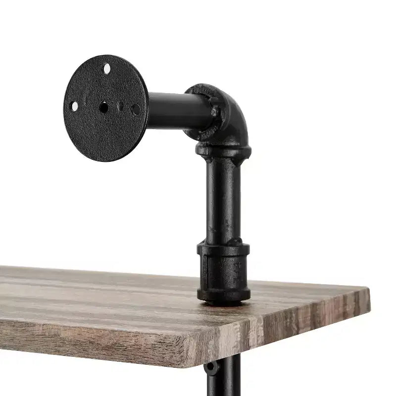 Danya B. Étagère murale 3 niveaux Aurora Pipe Noir/Rustique - Cadre industriel en fer, Surface stratifiée, Rangement domestique