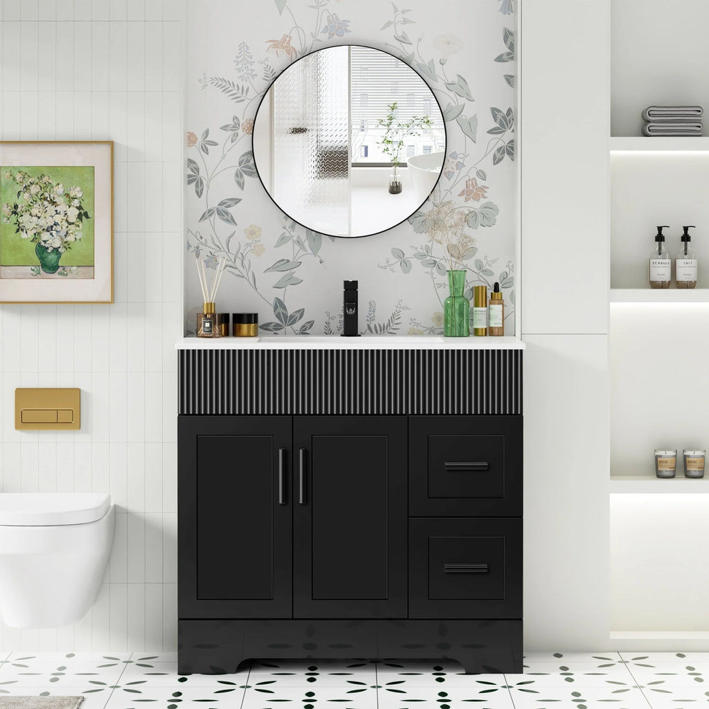 Meuble-lavabo Wavy Line 30/36/48 avec évier et robinet