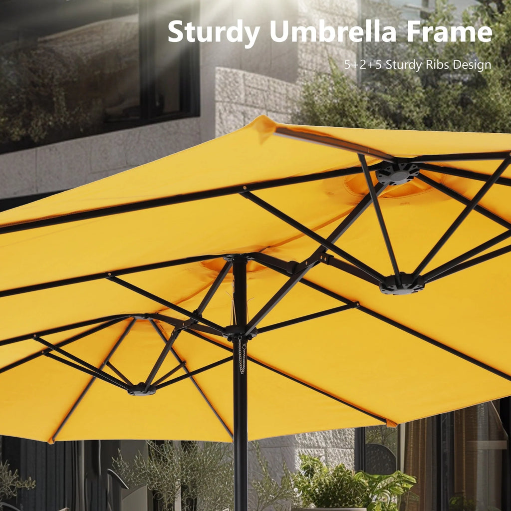 MAISON ARTS Parasol double de 4,5 m pour terrasse, grande taille, avec pied inclus