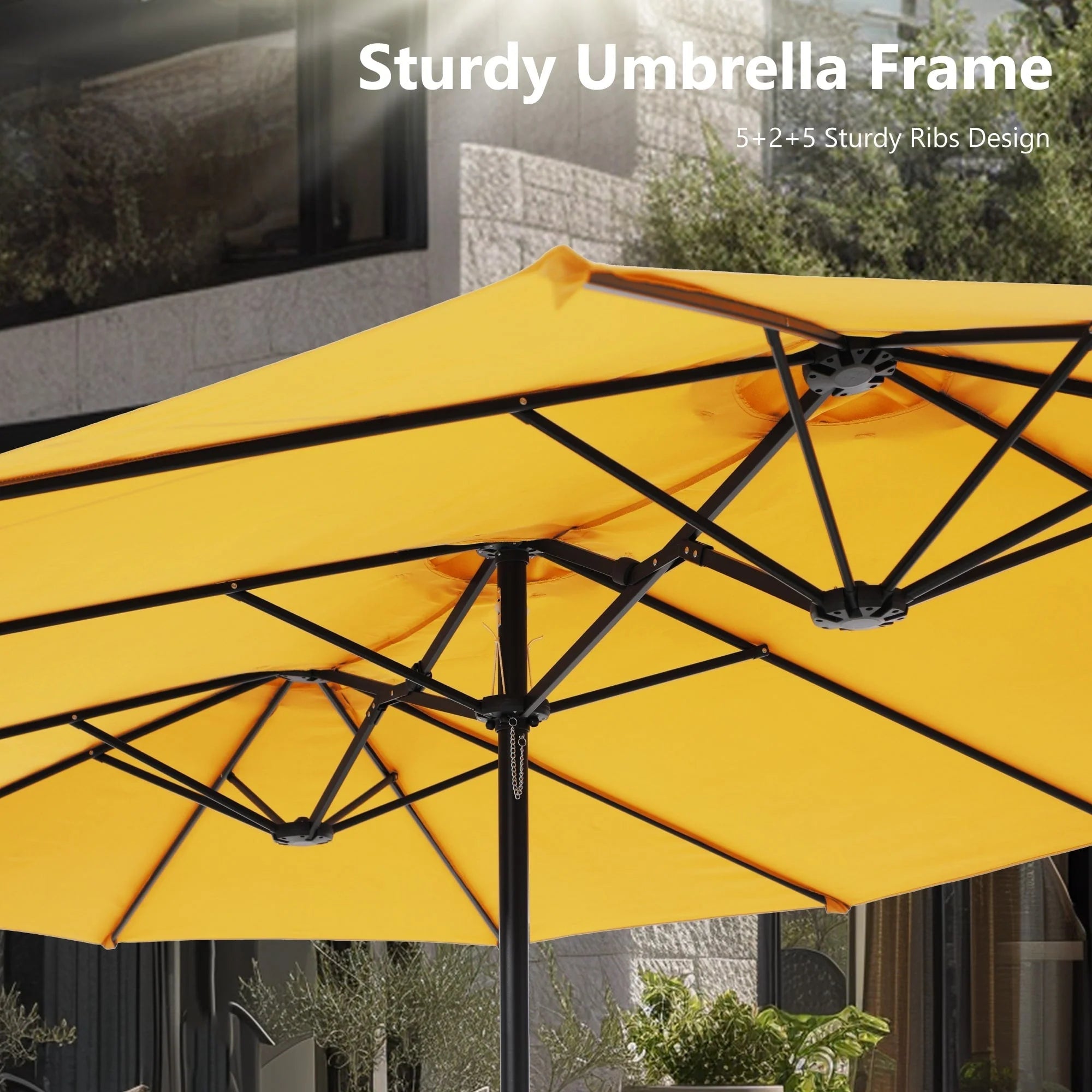 MAISON ARTS Parasol double de 4,5 m pour terrasse, grande taille, avec pied inclus