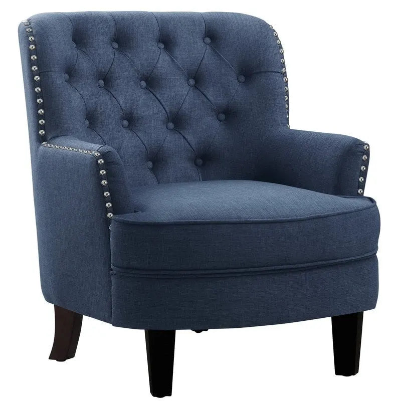 Fauteuil d'appoint capitonné à oreilles large de 76 cm en velours/lin Mignon de Moser Bay