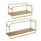 Kate & Laurel All Things Decor 21" x 10" (Set of 2) Emerline Decorative Wall Shelves Set Gold: Modern Metal Floating Shelf