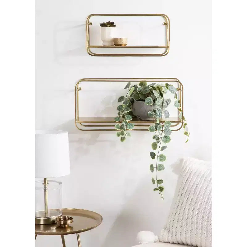 Kate & Laurel All Things Decor 53 cm x 25 cm (Lot de 2) Étagères murales décoratives Emerline Or : Étagère flottante moderne en métal