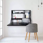 Bureau Murphy noir 36" x 24" - Prinz : Mural moderne, construction en MDF, étagère de rangement ouverte