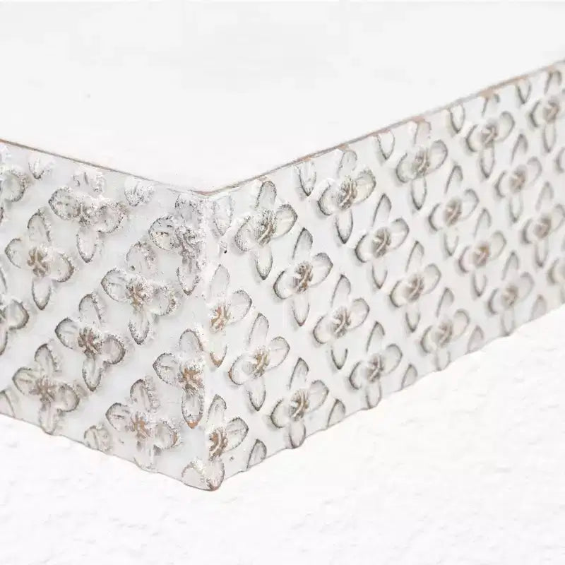 Petite Étagère Murale Décorative Flottante en Bois Embossé Blanc - American Art Decor : Style Moderne, Aucun Assemblage Requis, MDF et Bois