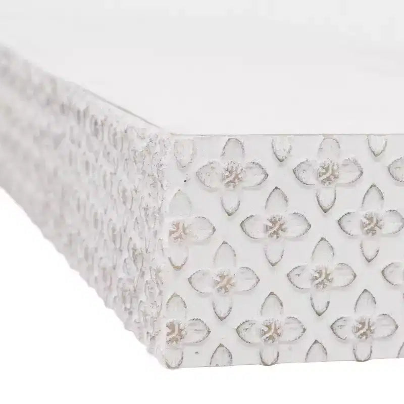 Petite Étagère Murale Décorative Flottante en Bois Embossé Blanc - American Art Decor : Style Moderne, Aucun Assemblage Requis, MDF et Bois