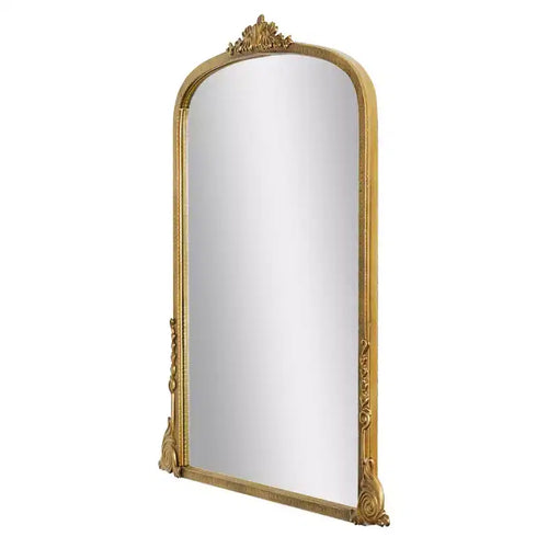 23" x 29.5" Arch Ornate Metal Accent Wall Mirror Antique Gold - Head West: Baroque Inspired, No Assembly Required