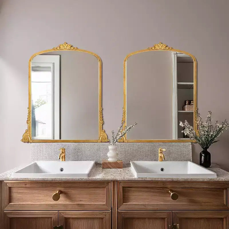 Miroir mural décoratif en métal orné 23" x 29,5" Or antique - Head West : D'inspiration baroque, aucun assemblage requis