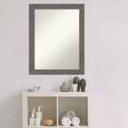 Miroir mural étroit de salle de bain en planche rustique grise sans biseau 22" x 28" - Amanti Art