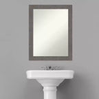 Miroir mural étroit de salle de bain en planche rustique grise sans biseau 22" x 28" - Amanti Art