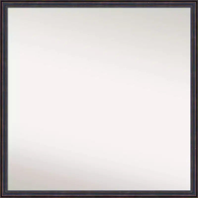 28" x 28" Non-Beveled Scoop Wood Bathroom Wall Mirror Dark Bronze - Amanti Art: Modern Square Design, Wall Mount, Wood Frame
